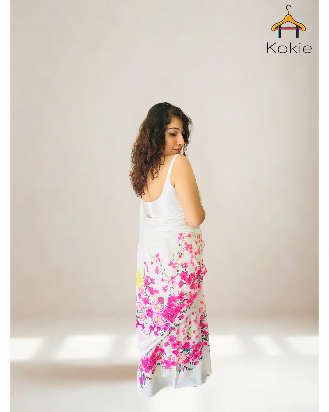 Blush Bloom – Pink and White Pure Cotton Saree for Everyday Elegance